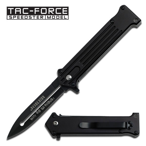 All Black Joker Spring Assisted Opening 'Legal Automatic' Knife - Tophatter's Guns'N'Weapons Store Collectible Weapons - Tophatter Daily Deals
