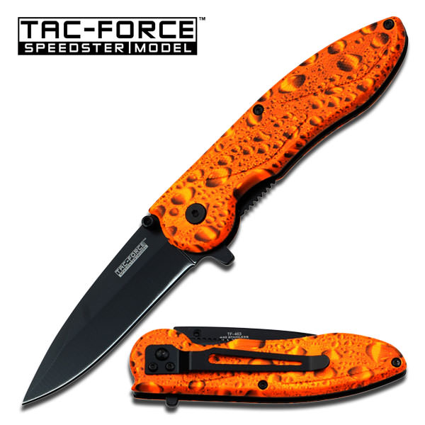 Tac Force Orange Raindrop Knife Assisted Opening Knife 4 1/2" Closed - Tophatter's Army Products & Self Defense Collectible Weapons - Tophatter Daily Deals