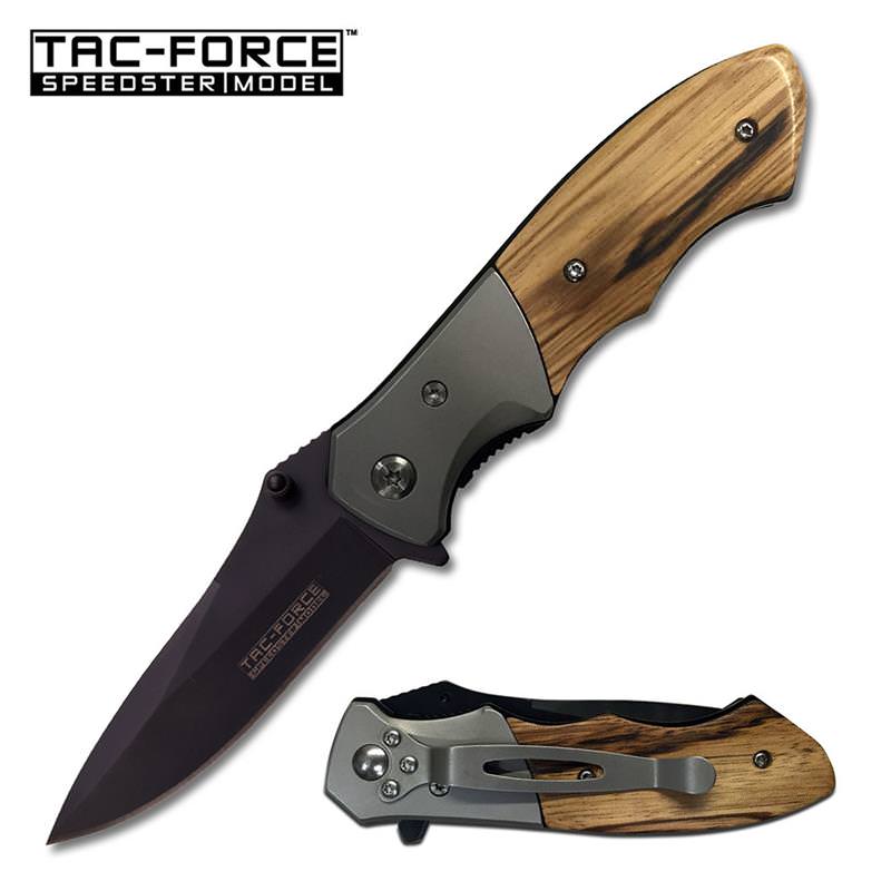 Tac Force Spring Assist Gentleman Pocket Folding Knife Wood Handle - TOPHATTER'S ARMORY DEALS Collectible Weapons - Tophatter Daily Deals