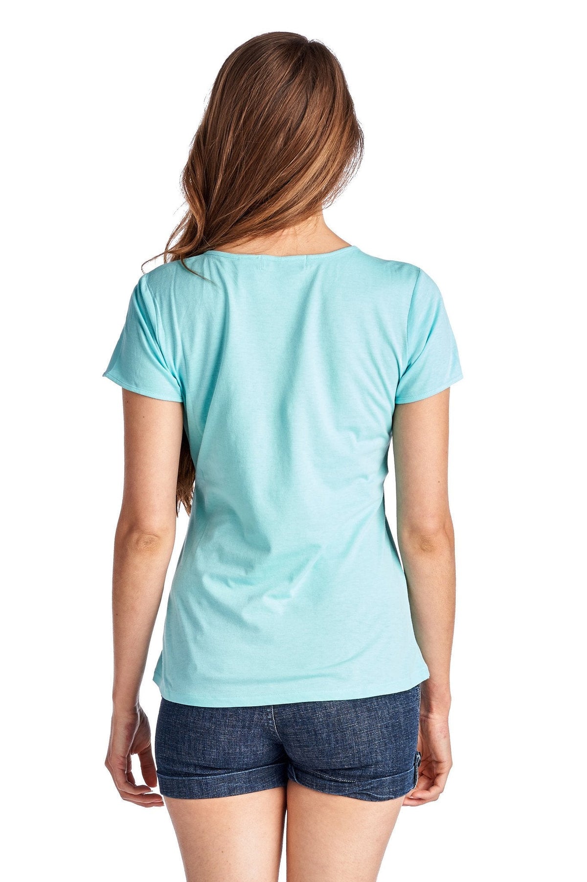 Women's Short Sleeve Rose Embroidered V-Neck Tee Tops - Tophatter Daily Deals