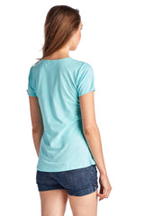 Women's Short Sleeve Rose Embroidered V-Neck Tee Tops - Tophatter Daily Deals