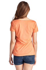 Women's Short Sleeve Rose Embroidered V-Neck Tee Tops - Tophatter Daily Deals