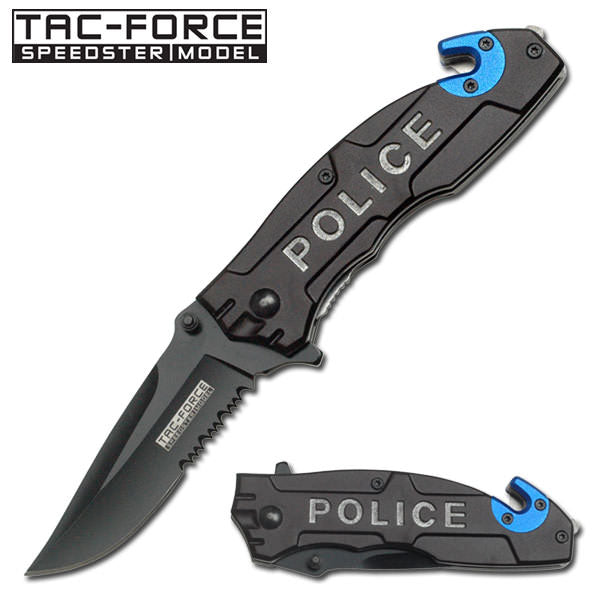 Police Department Law Enforcement Spring Assisted Rescue Knife Collectible Weapons - Tophatter Daily Deals