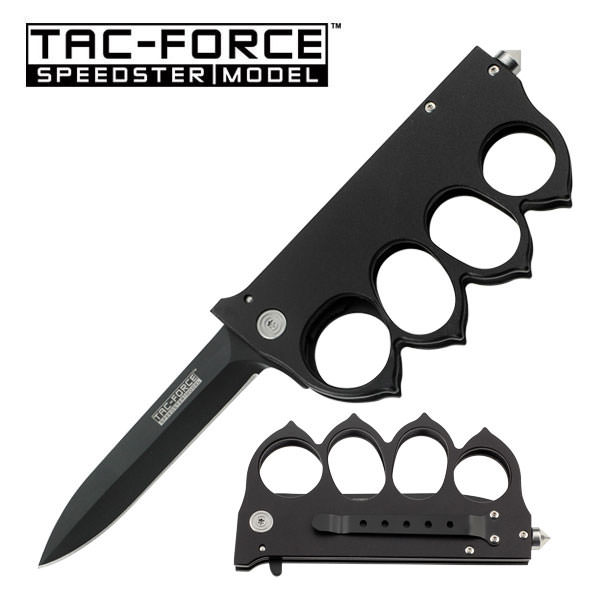 WWI Trench Knife Folder Spring Assist Knife Knuckle Handle - TOPHATTER'S ARMORY DEALS Collectible Weapons - Tophatter Daily Deals