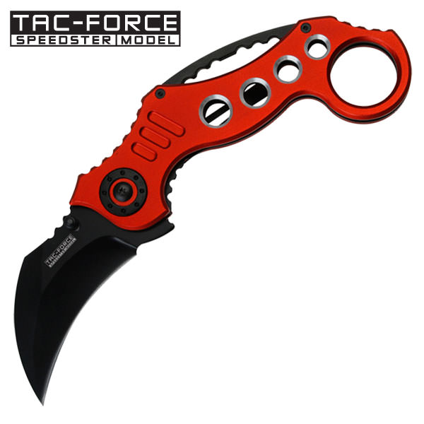 Tac Force Tactical Folding Knife 5.25 Inch Closed Karambit Red Handle - Tophatter's Guns'N'Weapons Store - FREE SHIPPING Collectible Weapons - Tophatter Daily Deals