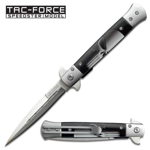 Italian Stiletto Knife Assisted Opening - Punisher - Tophatter's Guns'N'Weapons Store - FREE SHIPPING Collectible Weapons - Tophatter Daily Deals
