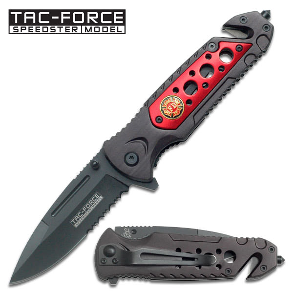 Fire Fighter Madallion Mounted Spring Assisted Folding Pocket Knife - TOPHATTER'S ARMORY DEALS Collectible Weapons - Tophatter Daily Deals