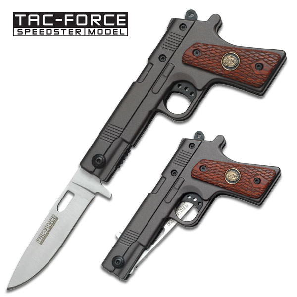 " Police " Law Enforcement Gun Handle Design Spring Assisted Knife - Tophatter's Guns'N'Weapons Store Collectible Weapons - Tophatter Daily Deals