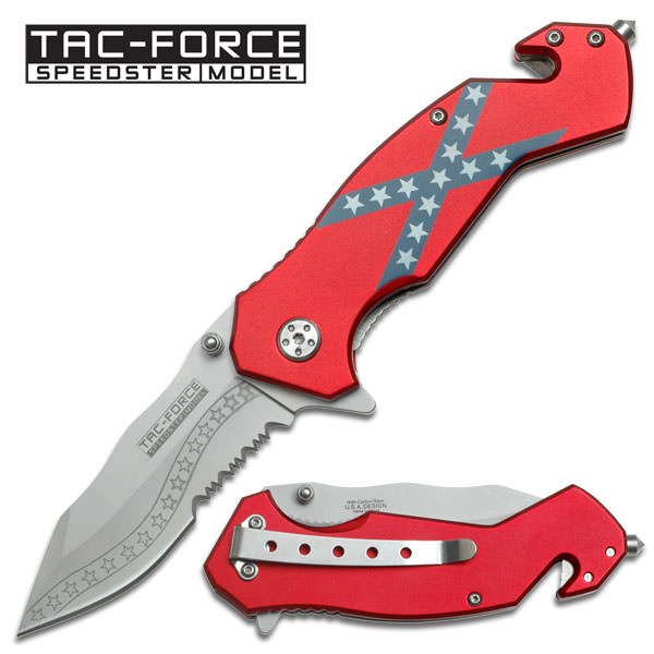 Rebel Flag Tactical and Rescue Spring Assisted Folding Pocket Knife - Tophatter's Guns'N'Weapons Store Collectible Weapons - Tophatter Daily Deals