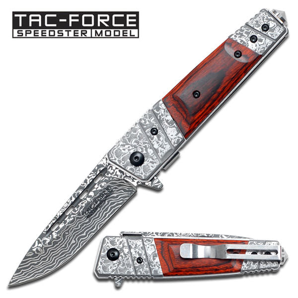 8" Damascus Etching Spring Assisted Folding Pocket Knife Collectible Weapons - Tophatter Daily Deals