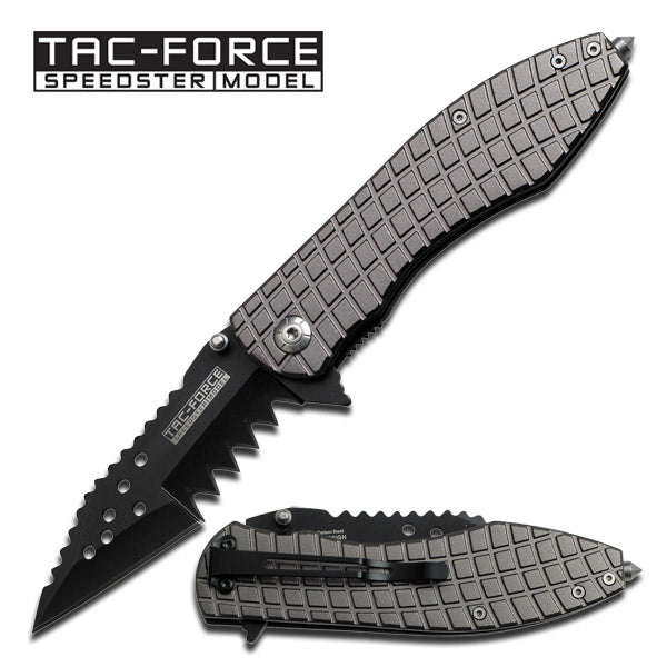 Grey Mutilator Spring Assisted Opening Pocket Knife - 5 Inch - TOPHATTER'S ARMORY DEALS Collectible Weapons - Tophatter Daily Deals
