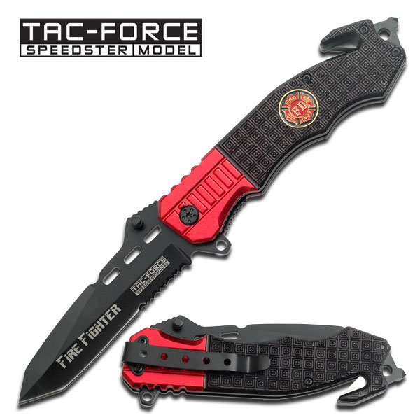 4.5" Closed Fire Fighter Rescue Spring Assist Knife With Clip - Tophatter's Guns'N'Weapons Store Collectible Weapons - Tophatter Daily Deals