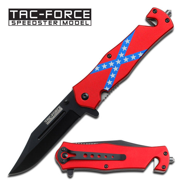 CSA Confederate Flag Handle Rescue Spring Assist Knife - Tophatter's Guns'N'Weapons Store - FREE SHIPPING Collectible Weapons - Tophatter Daily Deals