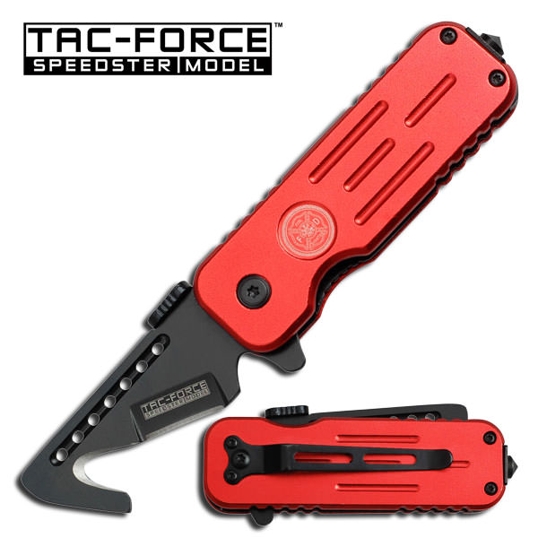 Fire Department Rescue Style Spring Assist Knife with Hook Blade - Tophatter's Guns'N'Weapons Store - FREE SHIPPING Collectible Weapons - Tophatter Daily Deals