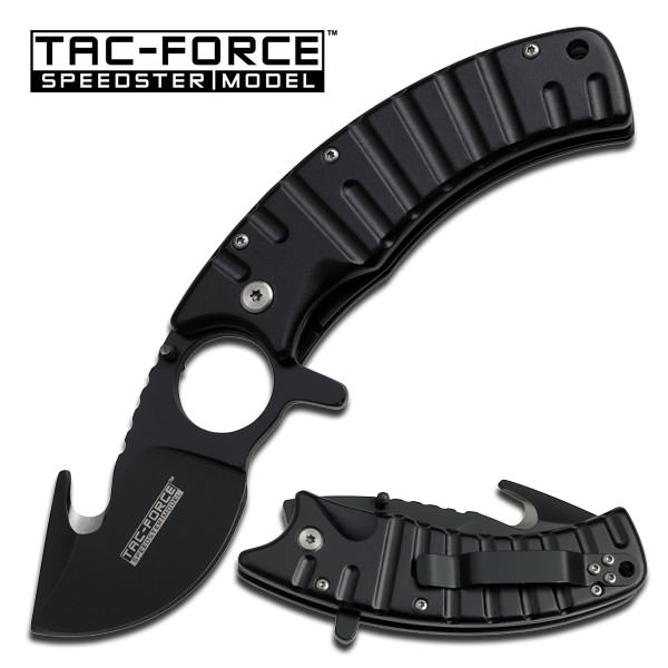 Tactical Heavy Duty Guthook Finger Hole Spring Assisted Knife - Tophatter's Guns'N'Weapons Store Collectible Weapons - Tophatter Daily Deals