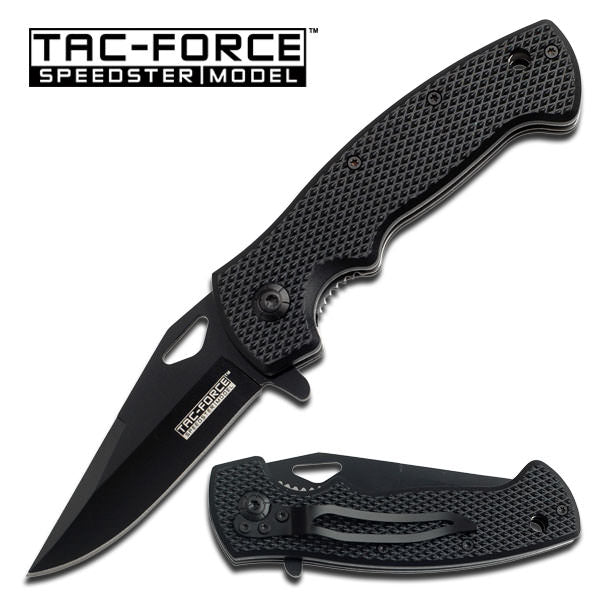 4.5" Black Nylon Fiber Handle Spring Assisted Folding Pocket Knife Collectible Weapons - Tophatter Daily Deals