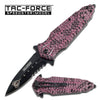 Spring Assist Knife Black Serrated Dagger Pink Cobra - Tophatter's Army Products & Self Defense Collectible Weapons - Tophatter Daily Deals