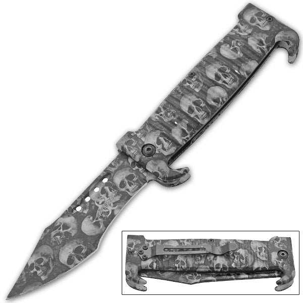 Undead Gasher Zombie Slayer Death Curve Spring Assisted Knife - Tophatter's Army Products & Self Defense Collectible Weapons - Tophatter Daily Deals