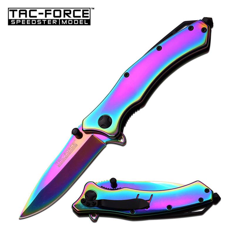 Tac-Force Speedster Assisted Opening Knife Rainbow - TOPHATTER'S ARMORY DEALS Collectible Weapons - Tophatter Daily Deals