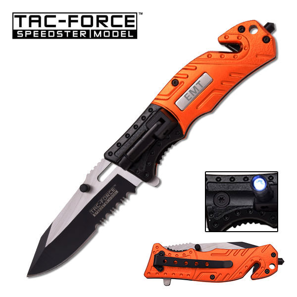 Tac Force 4.5 Inches Orange Black Spring Assisted Opening Knife - Tophatter's Inc. Weapons Store Online Collectible Weapons - Tophatter Daily Deals