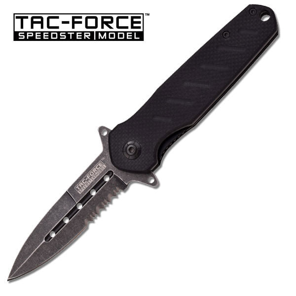 Tac-Force Black Handle Spring Assisted Knife Speedster Model - TOPHATTER'S ARMORY DEALS Collectible Weapons - Tophatter Daily Deals