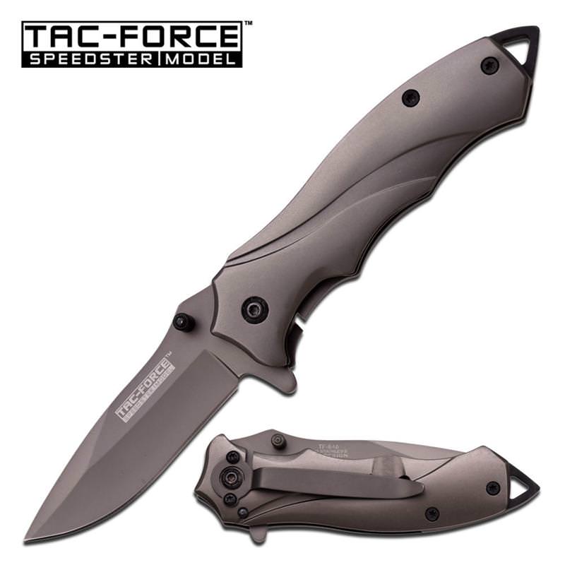 Speedster Grey Titanium Tactical Spring Assisted Knife Collectible Weapons - Tophatter Daily Deals