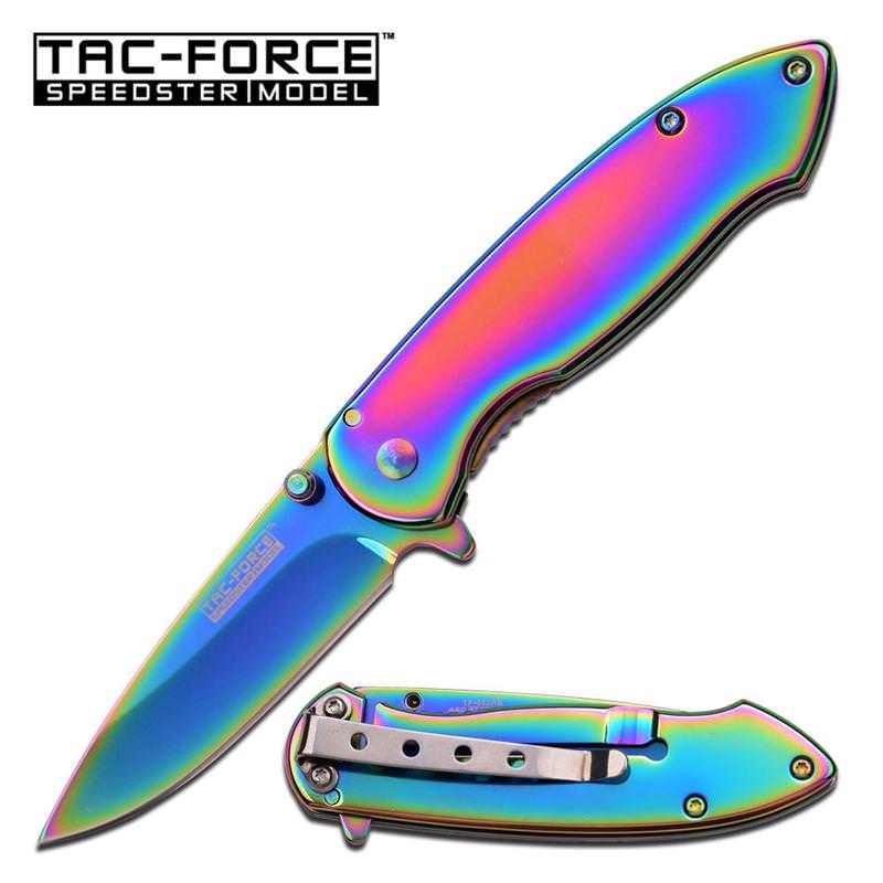 Folding Pocket Knife Assisted Open Rainbow Titanium 3 Inch Blade Collectible Weapons - Tophatter Daily Deals