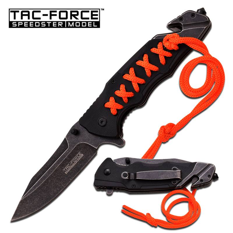 Tac Force Rescue Spring Assist Knife Stonewash Stainless Steel Blade - Tophatter's Army Products & Self Defense Collectible Weapons - Tophatter Daily Deals