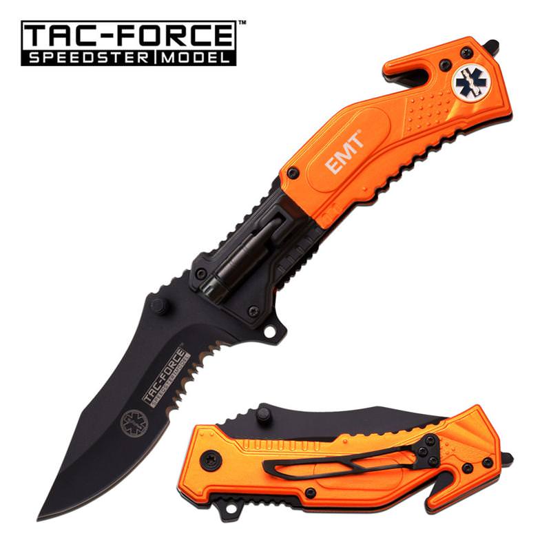 EMT Tactical Rescue Spring Assist Pocket Knife With LED Light - Tophatter's Guns'N'Weapons Store Collectible Weapons - Tophatter Daily Deals