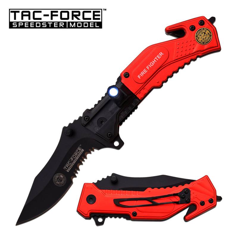 Fire Fighter Tactical Rescue Spring Assist Pocket Knife With LED Light - TOPHATTER'S ARMORY DEALS Collectible Weapons - Tophatter Daily Deals