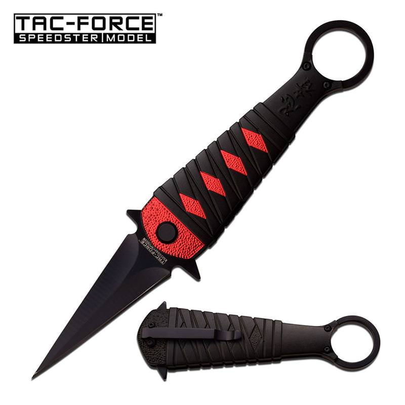 Assisted Open Ninja Stiletto Ring Fighter Pocket Knife Red - TOPHATTER'S ARMORY DEALS Collectible Weapons - Tophatter Daily Deals