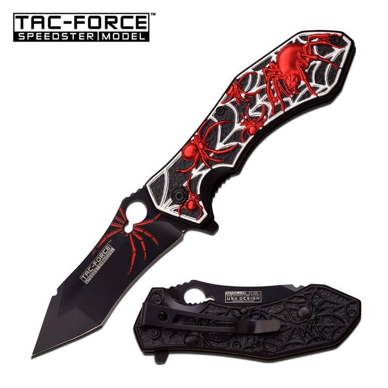 Black Widow Spider Red Spring Assist Knife Collectible Weapons - Tophatter Daily Deals