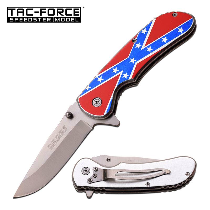 Speedster Model Assisted Opening Spring Knife Confederate Flag - Tophatter's Guns'N'Weapons Store Collectible Weapons - Tophatter Daily Deals