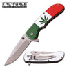 Tac Force Marijuana Pot Leaf Handle Spring Assisted Folding Pocket Knife - TOPHATTER'S ARMORY DEALS Collectible Weapons - Tophatter Daily Deals
