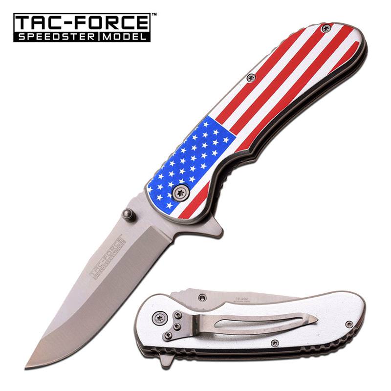 Tac-Force American Flag Spring Assisted Knife - TOPHATTER'S ARMORY DEALS Collectible Weapons - Tophatter Daily Deals