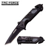 Tac Force Black Carbon Fiber Tanto Blade Tactical Rescue Spring Assist Knife - TOPHATTER'S ARMORY DEALS Collectible Weapons - Tophatter Daily Deals