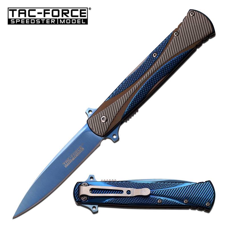 Tac-Force Blue Blade 5 Inch Closed Spring Assisted Opening Knife - Tophatter's Army Products & Self Defense Collectible Weapons - Tophatter Daily Deals