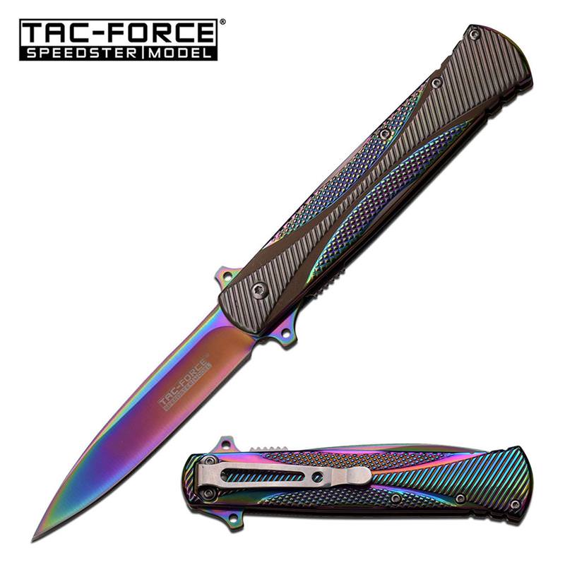 Tac-Force Rainbow Blade 5 Inch Spring Assisted Knife Collectible Weapons - Tophatter Daily Deals
