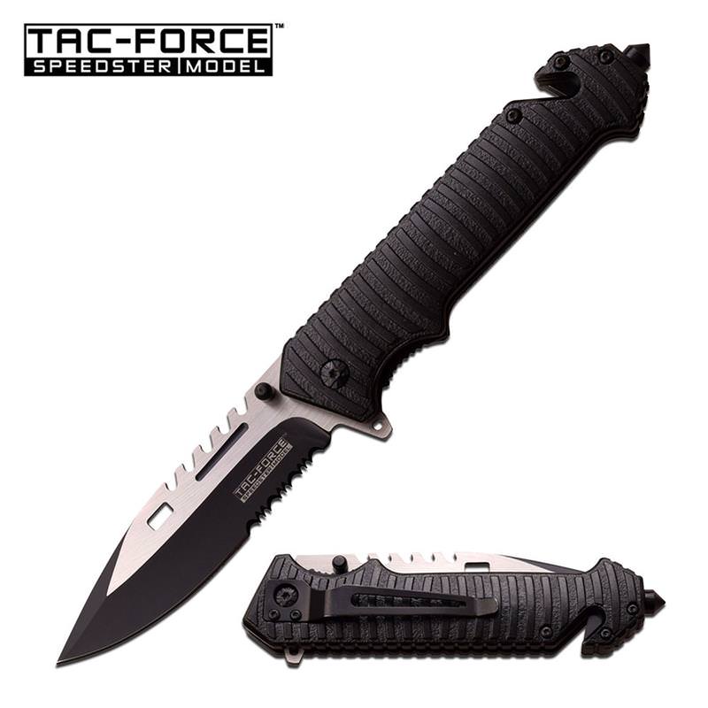 Tactical Folding Pocket Knife Spring Assisted Rescue Black - Tophatter's Guns'N'Weapons Store Collectible Weapons - Tophatter Daily Deals