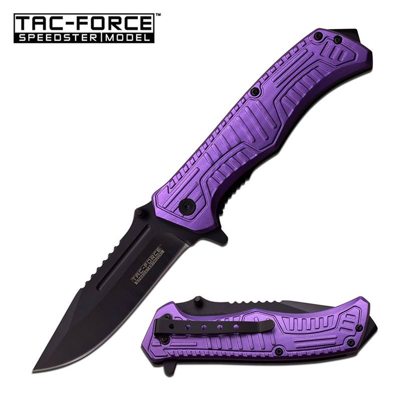 Tac Force 5 Inch Closed Spring Assisted Knife Purple Handle Collectible Weapons - Tophatter Daily Deals