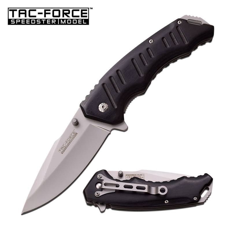 4.75 Inch Closed Black Wood Handle Spring Assisted Opening Knife - Tophatter's Guns'N'Weapons Store Collectible Weapons - Tophatter Daily Deals