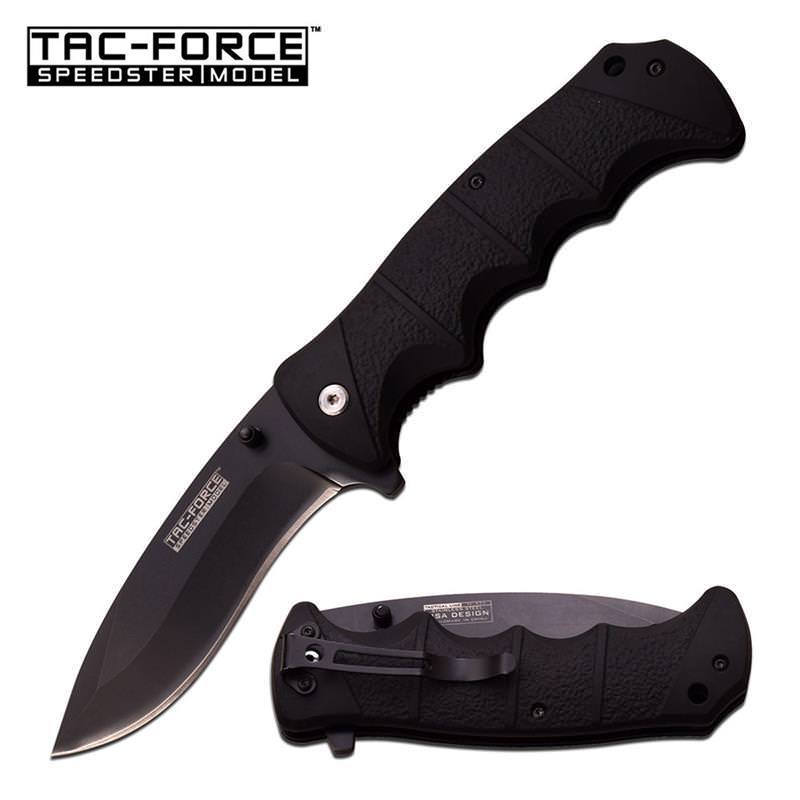 Tac Force Tactical Black Spring Assisted Open Folding Pocket Knife - Tophatter's Guns'N'Weapons Store - FREE SHIPPING Collectible Weapons - Tophatter Daily Deals