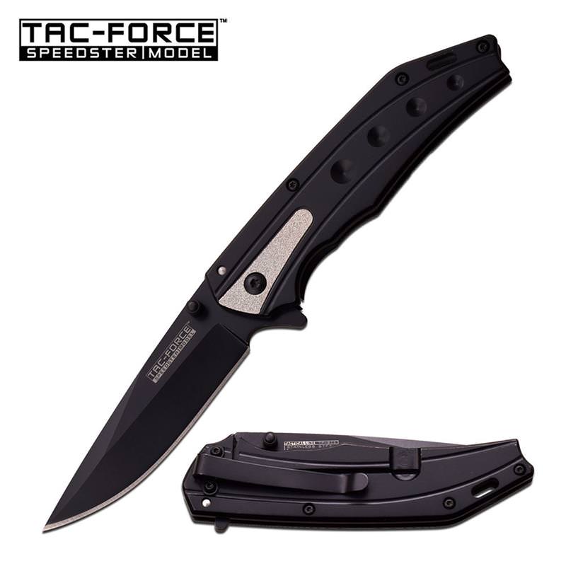 Tac Force 4.5" Closed Tactical Black Spring Assist Knife Slim Blade - Tophatter's Guns'N'Weapons Store Collectible Weapons - Tophatter Daily Deals