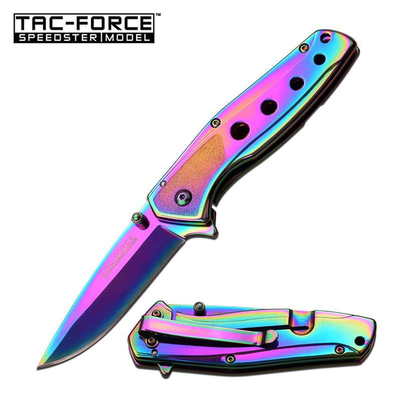 Tac Force 4" Rainbow Tactical Spring Assist Open Gentlemen Pocket Knife - Tophatter's Guns'N'Weapons Store Collectible Weapons - Tophatter Daily Deals