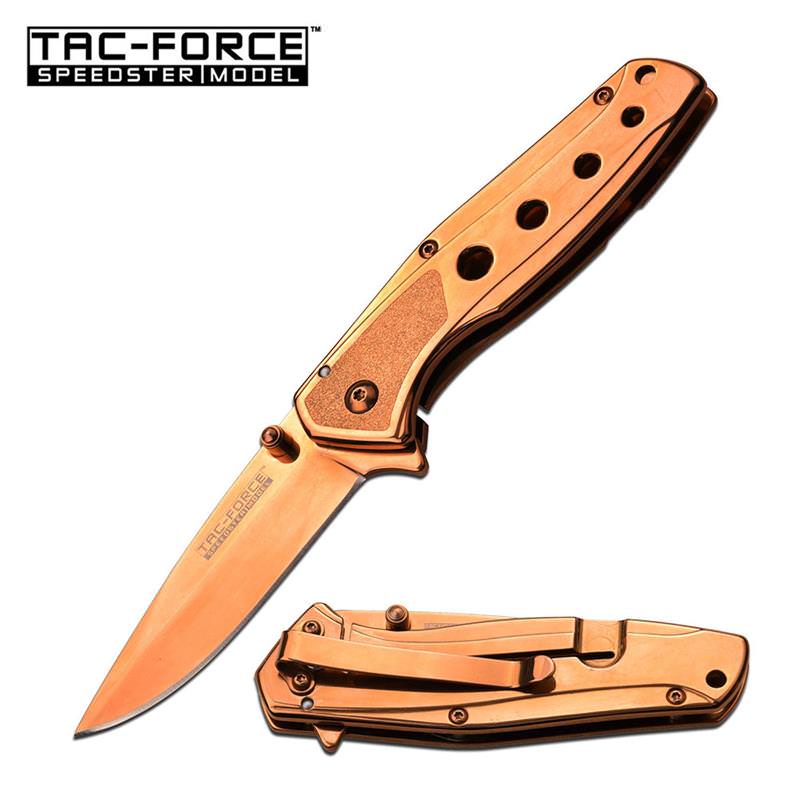 Tac Force 4" Rose Gold Tactical Spring Assist Open Gentlemen Pocket Knife - Tophatter's Guns'N'Weapons Store - FREE SHIPPING Collectible Weapons - Tophatter Daily Deals