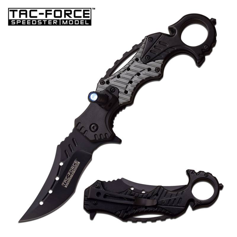 Gray Black EMT Rescue LED Light Spring Assisted Folding Knife Collectible Weapons - Tophatter Daily Deals
