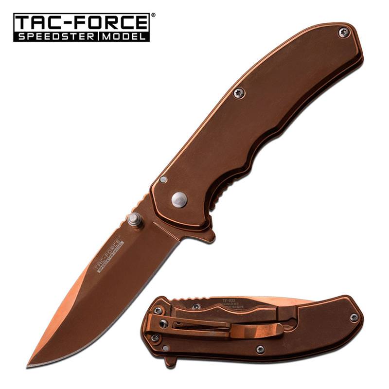 3.7" Bronze Stainless Steel Tactical Spring Assisted Folding Pocket Knife Collectible Weapons - Tophatter Daily Deals