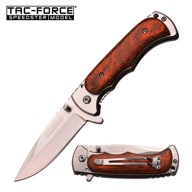 Silver Blade Wood Hunter Tactical Spring Assisted Folding Knife - TOPHATTER'S ARMORY DEALS Collectible Weapons - Tophatter Daily Deals