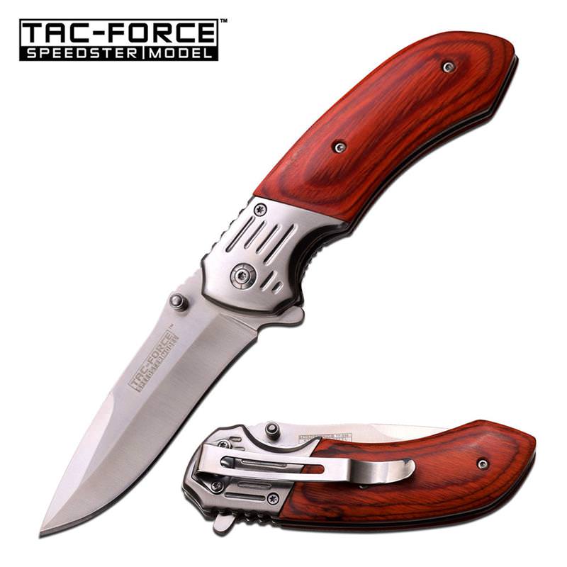 Spring Assisted Folding Pocket Knife Pakka Wood Handle - TOPHATTER'S ARMORY DEALS Collectible Weapons - Tophatter Daily Deals