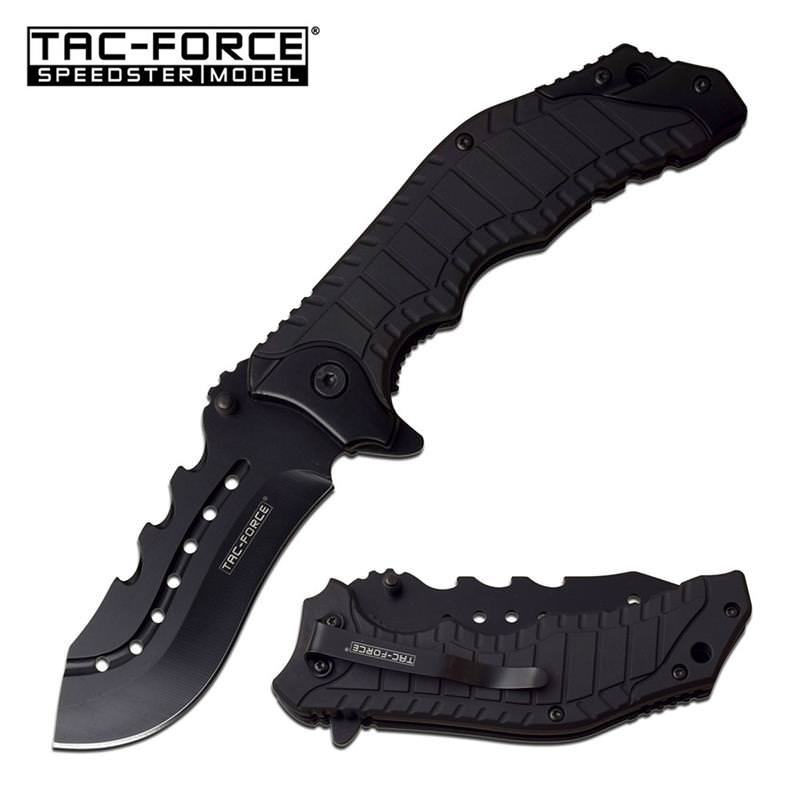 8.25" Black Tactical Survival Spring Assisted Open Folding Pocket Knife - Tophatter's Guns'N'Weapons Store Collectible Weapons - Tophatter Daily Deals